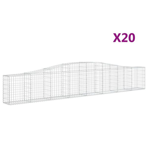 vidaXL Cestos gabi&atilde;o arqueados 20pcs 400x30x60/80 cm ferro galvanizado