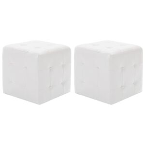 vidaXL Pufe 2 pcs 30x30x30 cm couro artificial branco