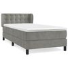vidaXL Cama com molas/colch&atilde;o 80x200 cm veludo cinza-claro