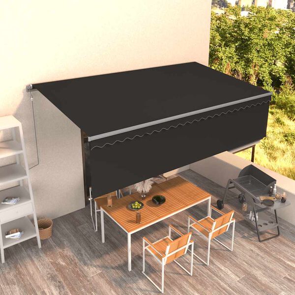 vidaXL Toldo retr&aacute;til autom&aacute;tico com estore 5x3 m antracite