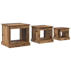 vidaXL Mesa de centro 3 unid. Madeira Antiga 48 x 45 x 45 cm