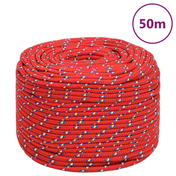 vidaXL Corda de barco 8 mm 50 m polipropileno vermelho