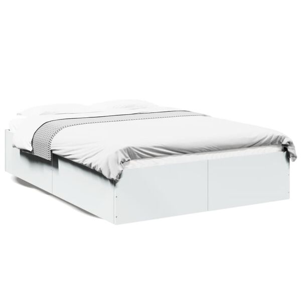 vidaXL Estrutura de cama 135x190 cm derivados de madeira branco
