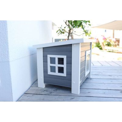 Kerbl Casa para gatos ECO Eli 57x45x43 cm cinzento e branco