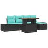 vidaXL Conjunto de Sof&aacute; de Jardim 6 unid. Preto vime PE