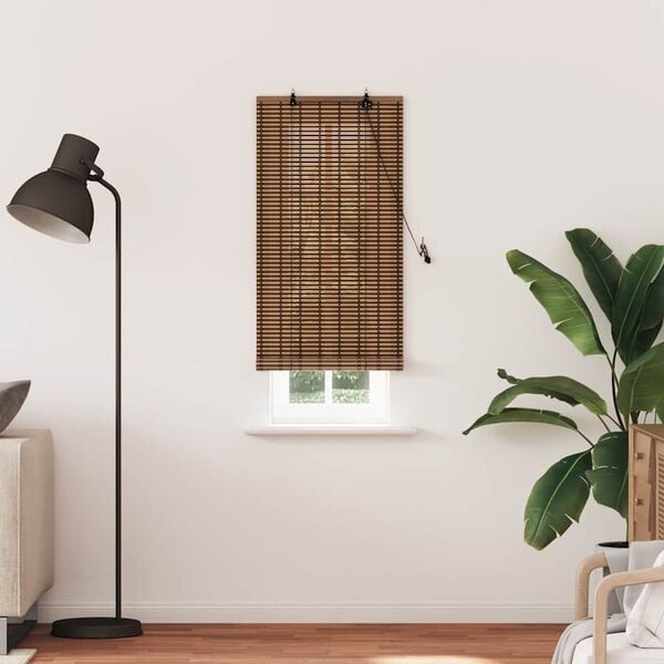 vidaXL Estores de rolo com cortinas Manual Castanho 60 x 220 cm Bambu