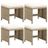 vidaXL Bancos de jardim 4 pcs com almofad&otilde;es vime PE bege