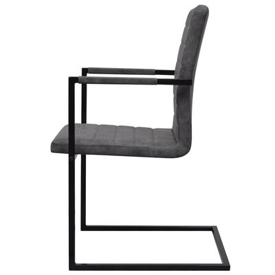 vidaXL Cadeiras de jantar cantilever 6 pcs couro artificial cinzento