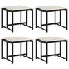 vidaXL Bancos de jardim com almofadões 4 pcs vime PE preto