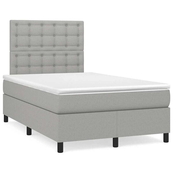 vidaXL Cama boxspring com colch&atilde;o 120x190 cm tecido cinzento-claro