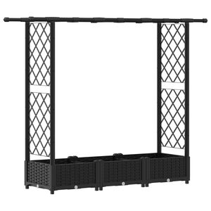vidaXL Cama Elevada com Treli&ccedil;a e Telhado Preto 164 x 40 x 121 cm PP