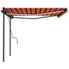 vidaXL Toldo autom&aacute;tico c/ LED e sensor de vento 4x3m laranja/castanho