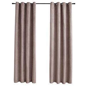 vidaXL Cortinas opacas c/ argolas 2 pcs 140x245 cm cinza-acastanhado