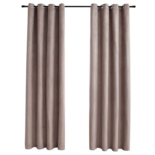 vidaXL Cortinas opacas c/ argolas 2 pcs 140x245 cm cinza-acastanhado