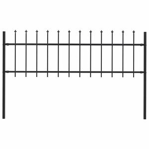 vidaXL Cerca de jardim Woerden com ponta em forma de lan&ccedil;a, em a&ccedil;o, 170 x 60 cm, preto.