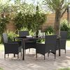 vidaXL Conjunto de Jantar para Jardim com almofada 5 pcs Preto vime PE