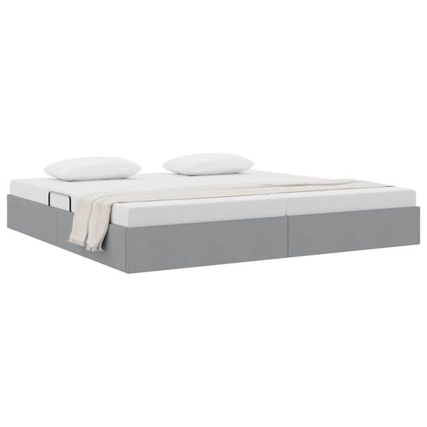 vidaXL Cama com Armazenamento Cinzento-claro 200 x 200 cm tecido