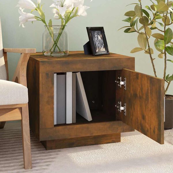 vidaXL Mesa de centro 51x50x45 cm madeira processada carvalho fumado