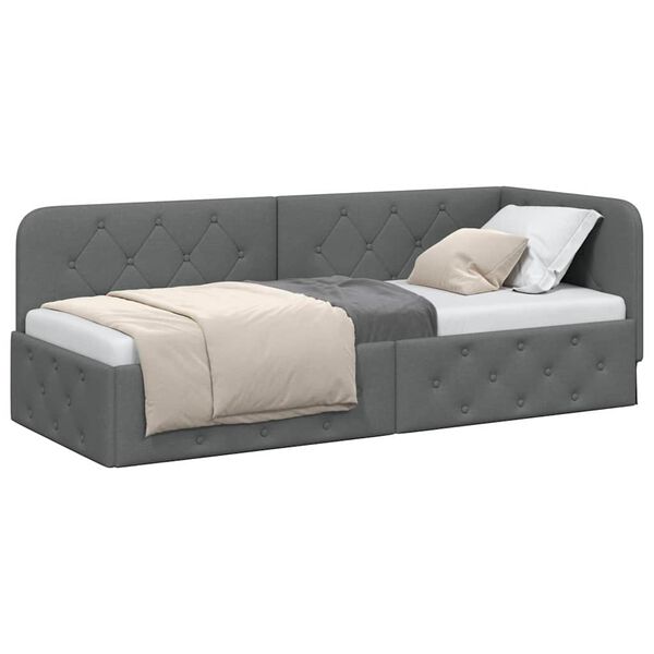 vidaXL Estrutura de Cama de Canto Cinza Escuro 80 x 200 cm tecido