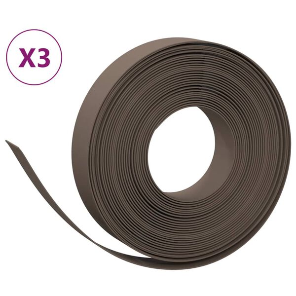 vidaXL Bordas de jardim 3 pcs 10 m 10 cm polietileno castanho