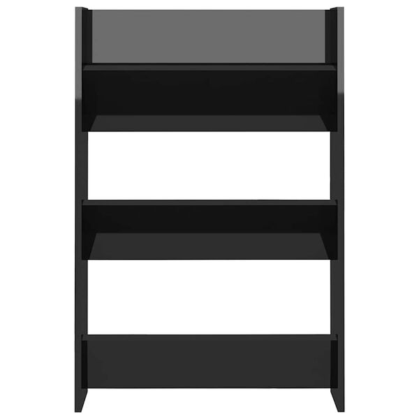 vidaXL Sapateira de parede derivados de madeira preto brilhante
