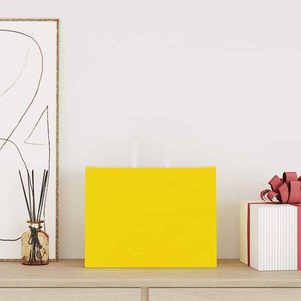 vidaXL Sacos de papel 50 unid com al&ccedil;as amarelo 32x17x25 cm