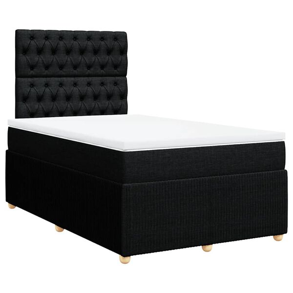vidaXL Cama boxspring com colch&atilde;o 120x190 cm tecido preto