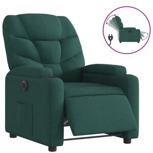 vidaXL Poltrona el&eacute;trica reclin&aacute;vel tecido verde-escuro