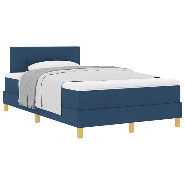 vidaXL Cama Box com almofada com cabeceira Azul 120 x 190 cm tecido