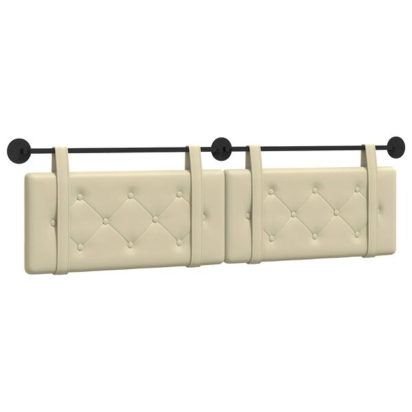vidaXL Cabeceira Suspensa Creme 190 x 55 x 5 cm Couro Sint&eacute;tico