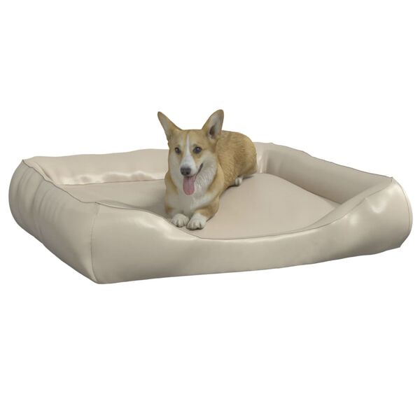 vidaXL Cama para c&atilde;es 105x80x25 cm couro artificial bege
