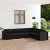 vidaXL 6 pcs conjunto lounge de jardim c/ almofadões vime PE preto
