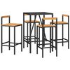 vidaXL 5 pcs conjunto de bar p/ jardim vime PE/ac&aacute;cia maci&ccedil;a preto