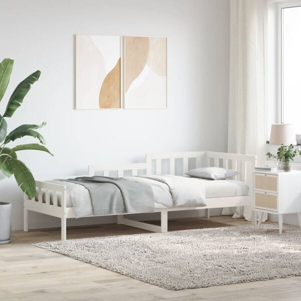 vidaXL Sof&aacute;-cama sem colch&atilde;o 90x200 cm madeira de pinho maci&ccedil;a branco
