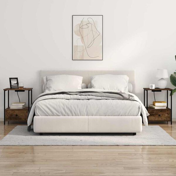 vidaXL Arm&aacute;rio de Cabeceira 2 pcs Carvalho Defumado 42 x 41 x 56 cm