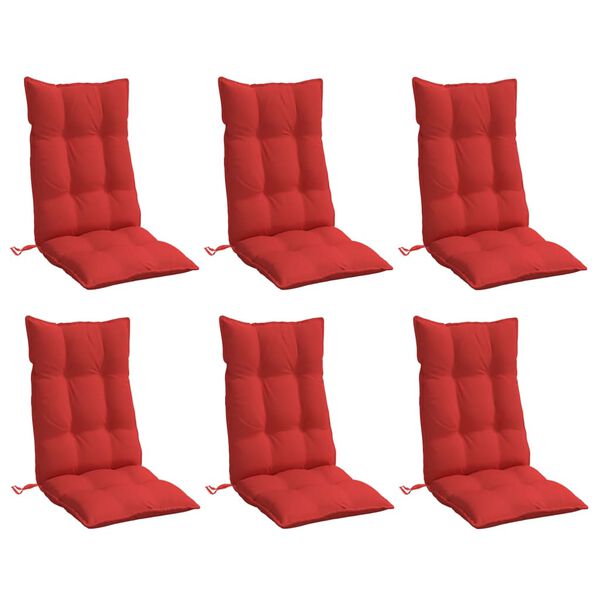 vidaXL Almofad&otilde;es p/ cadeira encosto alto 6 pcs tecido oxford vermelho