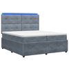 vidaXL Cama Box com LED e Colch&atilde;o Cinzento-Escuro 200 x 200 cm Veludo