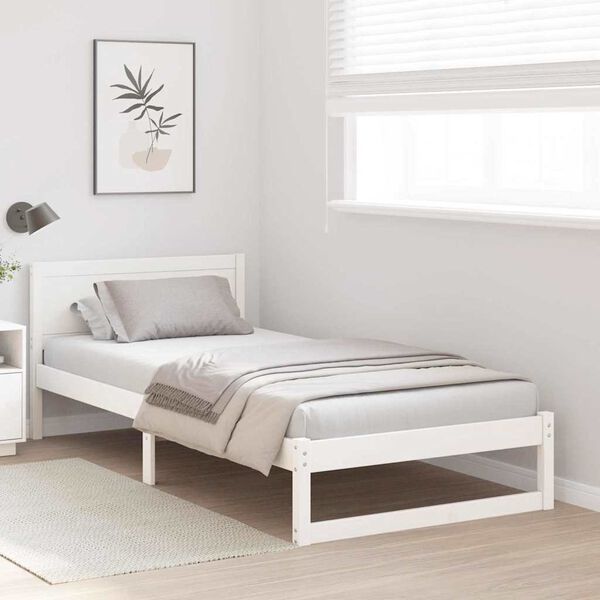 vidaXL Estrutura da Cama Branco 90 x 190 cm Madeira de Pinheiro S&oacute;lida