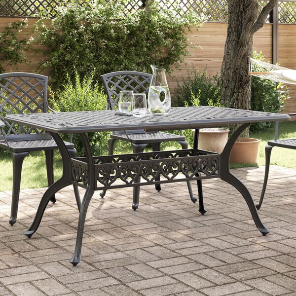 vidaXL Mesa de jardim 150x90x72 cm alum&iacute;nio fundido preto