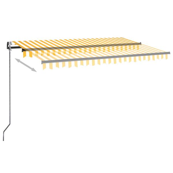 vidaXL Toldo retr&aacute;til autom&aacute;tico 450x350 cm amarelo e branco