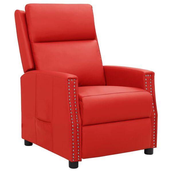 vidaXL Poltrona reclin&aacute;vel couro artificial vermelho