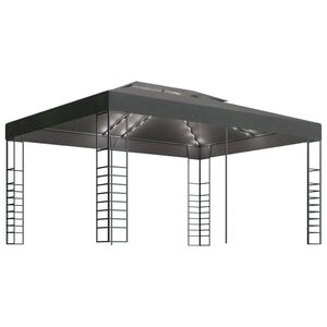 vidaXL Gazebo com cord&otilde;es de luzes LED 3x4 m antracite