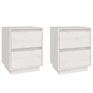 vidaXL Mesas de cabeceira 2 pcs 40x35x50 cm pinho maci&ccedil;o branco