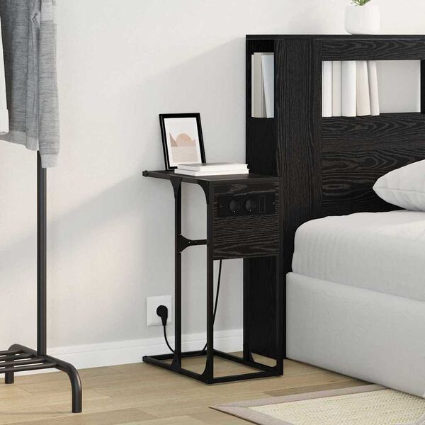 vidaXL Arm&aacute;rio de Cabeceira Carvalho Preto 41,5 x 26 x 60,5 cm