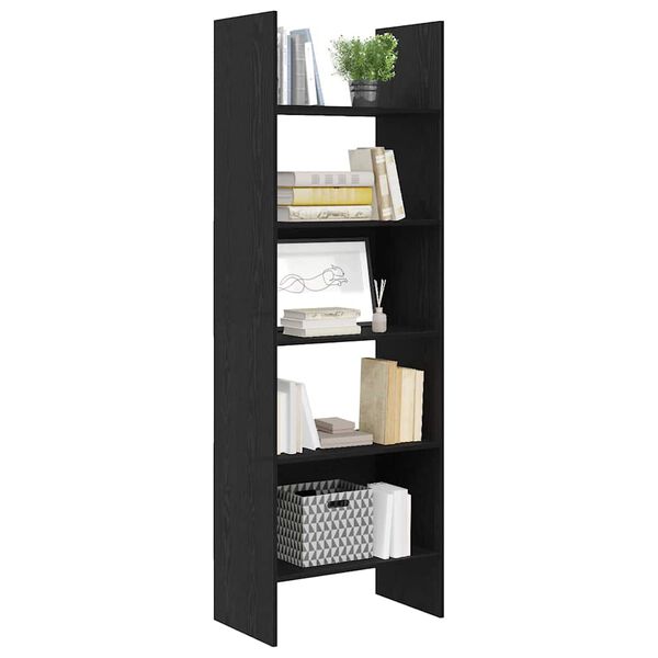 vidaXL Gabinete de Livros Carvalho Preto 60 x 35 x 180 cm