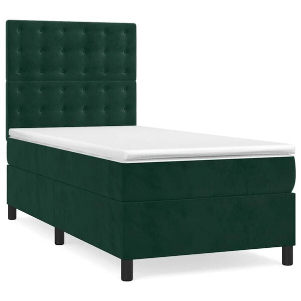 vidaXL Cama com molas/colch&atilde;o 80x200 cm veludo verde-escuro