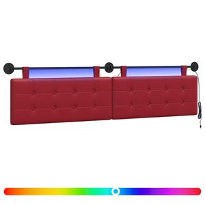 vidaXL Cabeceira suspensa Com luz LED Vinho Vermelho Couro Sint&eacute;tico