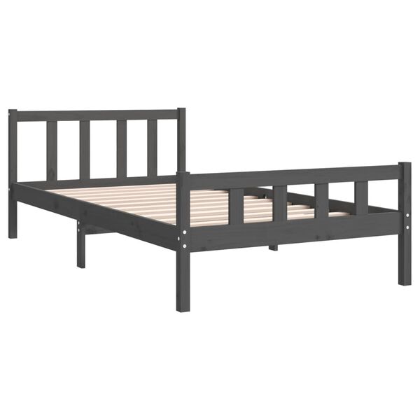 vidaXL Estrutura de cama 100x200 cm madeira maci&ccedil;a cinzento