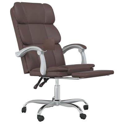 vidaXL Cadeira de escritório reclinável couro artificial castanho
