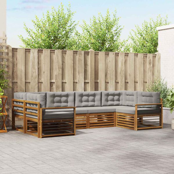 vidaXL Conjunto de Sof&aacute;s para Exterior 6 pcs Cinza Natural e Claro